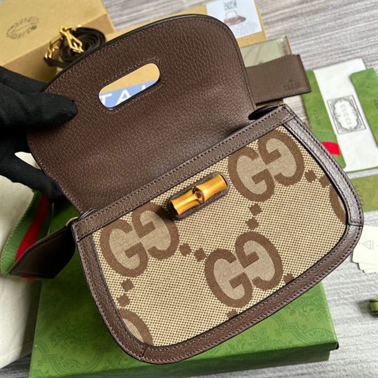 Gucci Bamboo 1947 jumbo GG small top handle bag - GB087