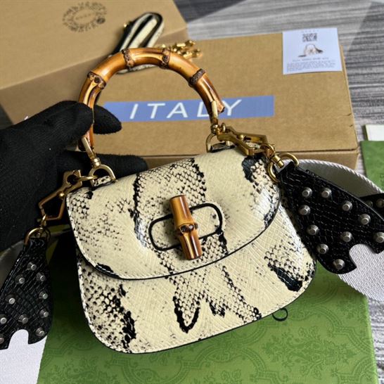 Gucci Bamboo 1947 python mini bag Natural colored python - GB088