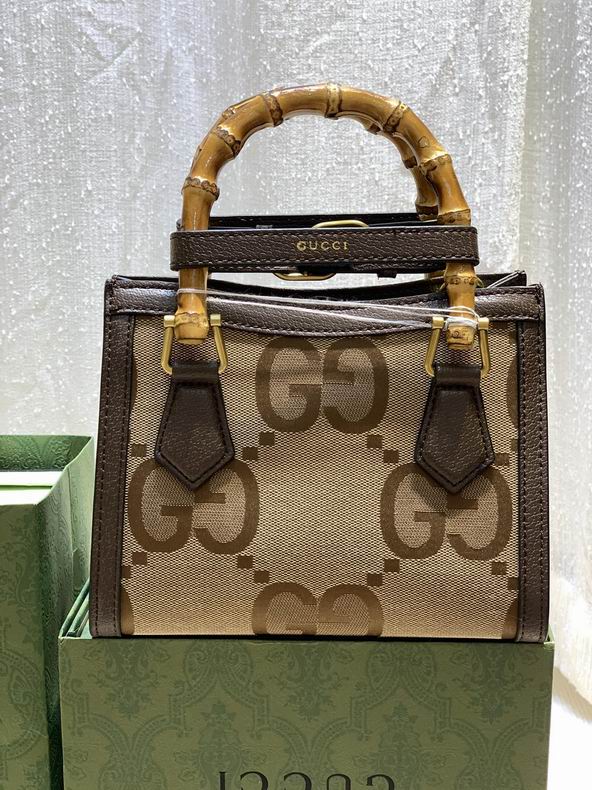 G*u*i diana jumbo gg mini tote bag brown leather trim - gb172