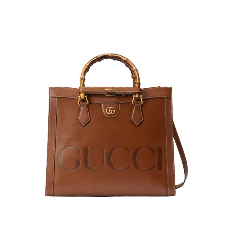 G*u*i diana medium top handle bag brown leather - gb089