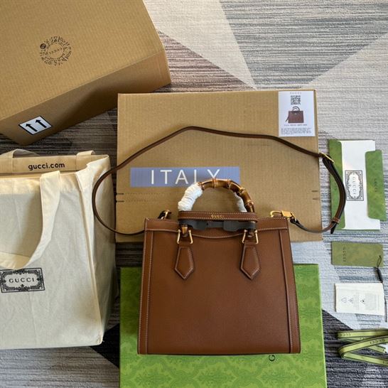 G*u*i diana medium top handle bag brown leather - gb089