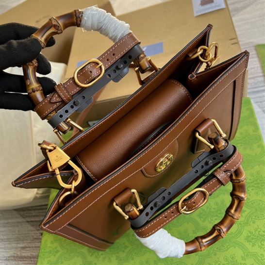 G*u*i diana medium top handle bag brown leather - gb089