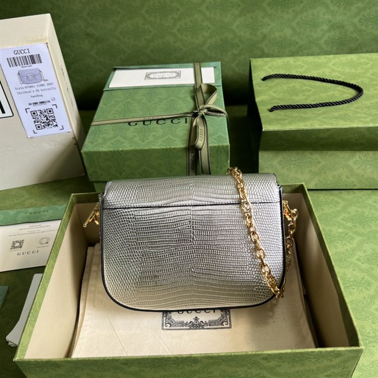 G*u*i horsebit 1955 lizard mini bag silver lamé lizard - gb106