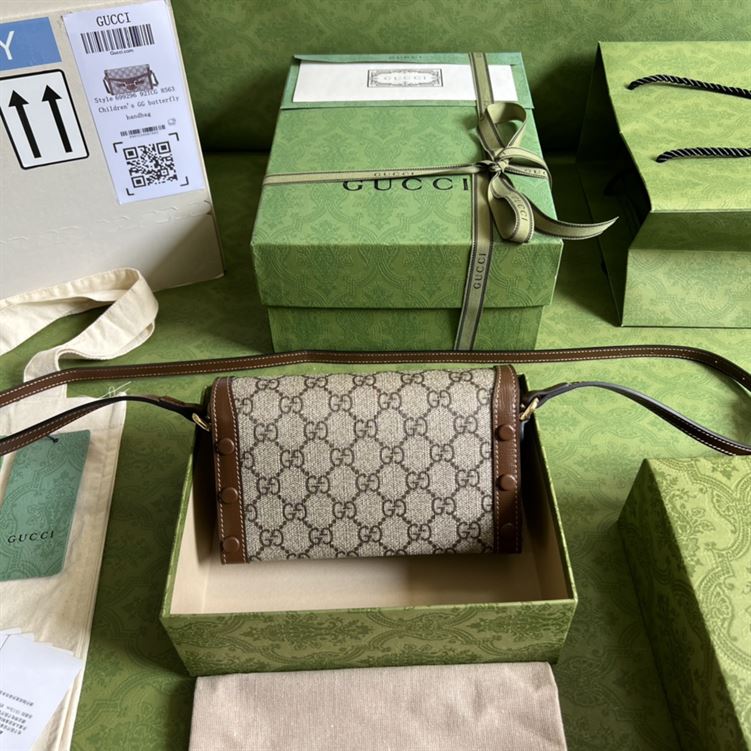 G*u*i horsebit 1955 mini bag beige and ebony brown leather trim - gb135