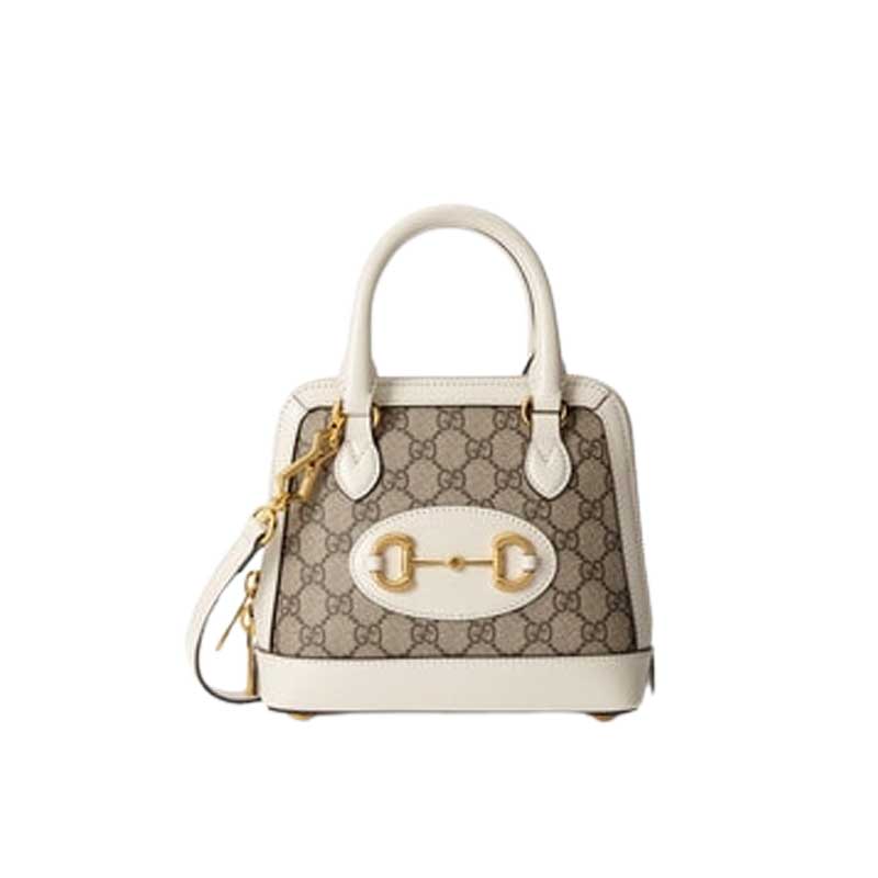 G*u*i horsebit 1955 mini top handle bag beige/ebony gg supreme canvas - gb104