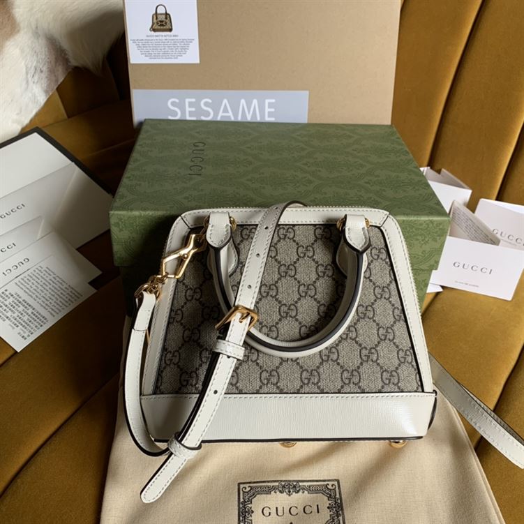 G*u*i horsebit 1955 mini top handle bag beige/ebony gg supreme canvas - gb104