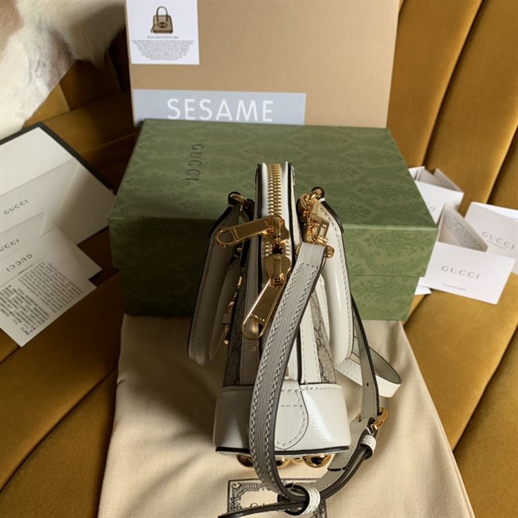 G*u*i horsebit 1955 mini top handle bag beige/ebony gg supreme canvas - gb104