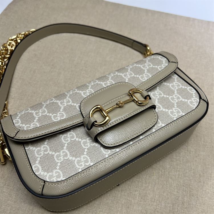 G*u*i horsebit 1955 shoulder bag beige white gg supreme canvas - gb126