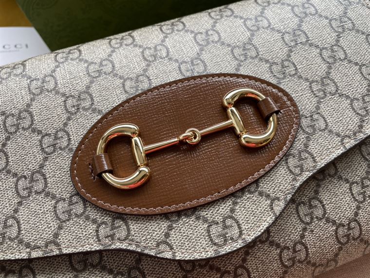 G*u*i horsebit 1955 small bag beige and ebony gg supreme canvas - gb109