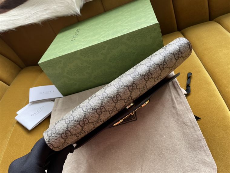 G*u*i horsebit 1955 small bag beige and ebony gg supreme canvas - gb109