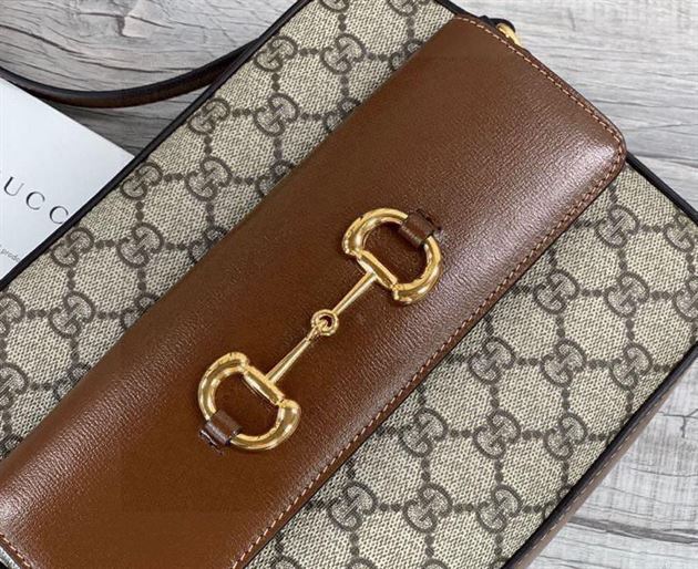 G*u*i horsebit 1955 small shoulder bag beige/ebony gg supreme canvas - gb110