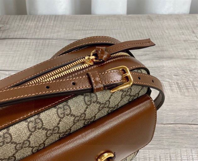 G*u*i horsebit 1955 small shoulder bag beige/ebony gg supreme canvas - gb110