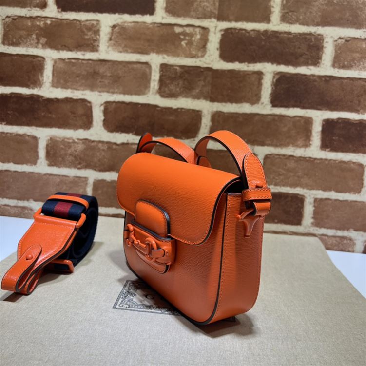 G*u*i horsebit 1955 small shoulder bag orange leather - gb127