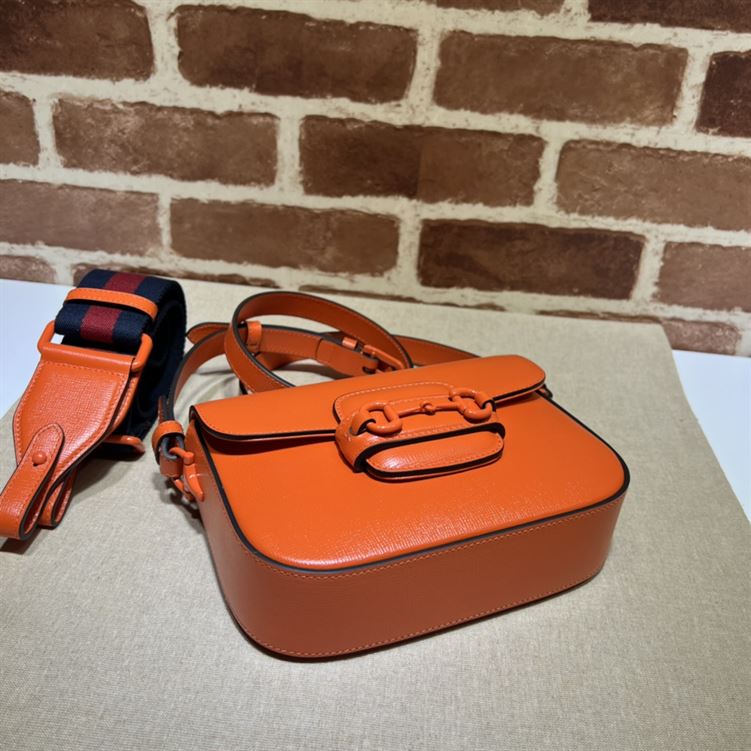 G*u*i horsebit 1955 small shoulder bag orange leather - gb127