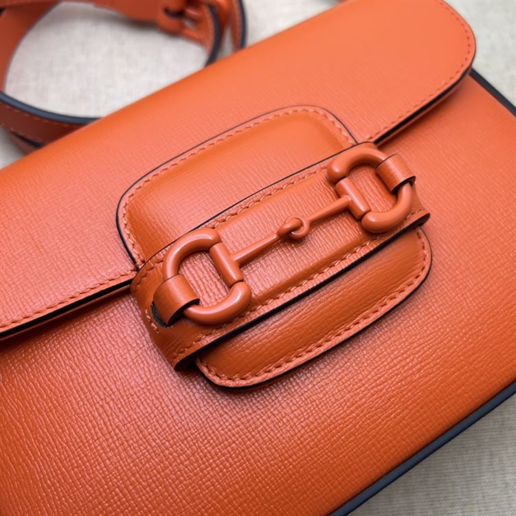 G*u*i horsebit 1955 small shoulder bag orange leather - gb127
