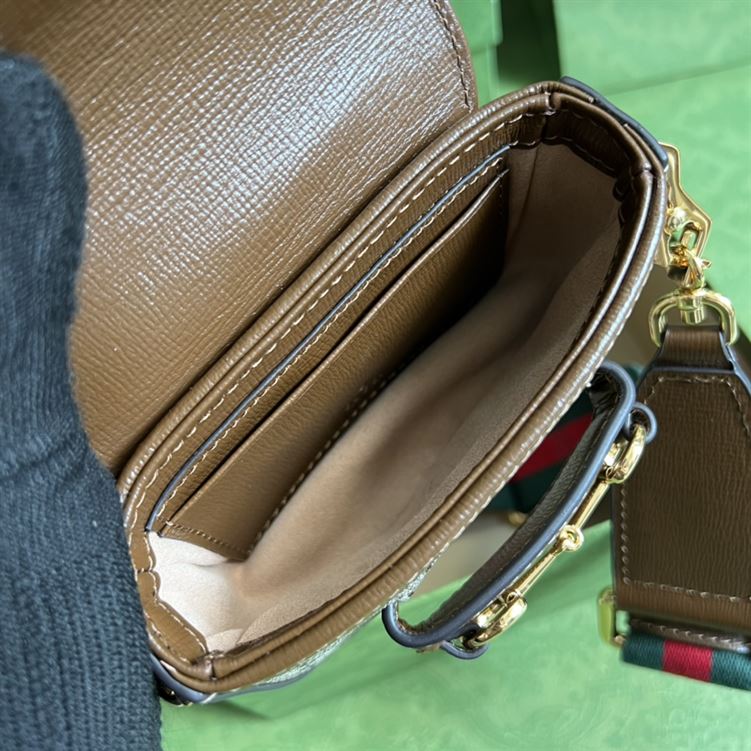 G*u*i horsebit 1955 strap wallet beige and ebony canvas - gb138