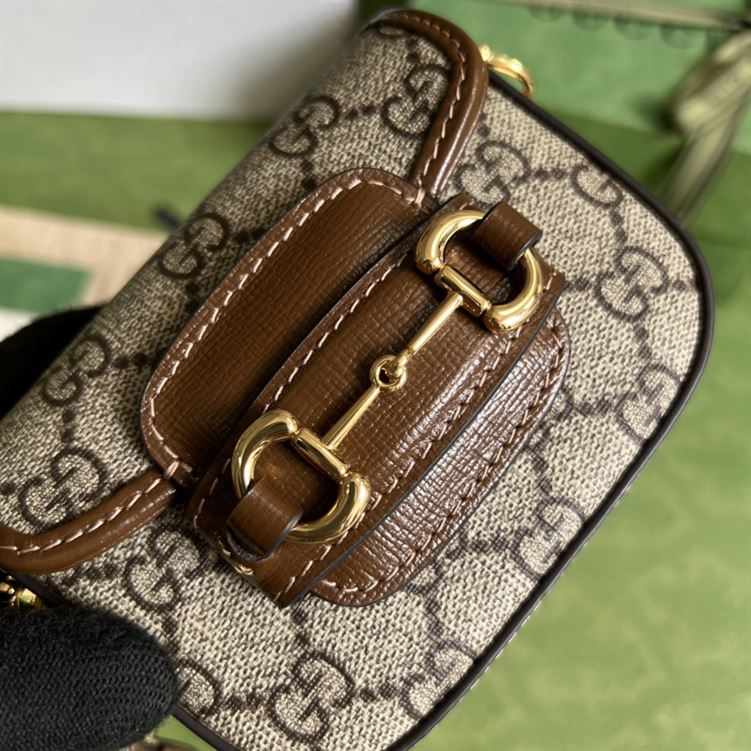 G*u*i horsebit 1955 strap wallet beige and ebony canvas - gb138