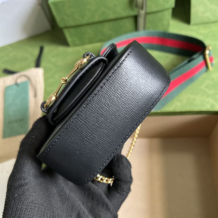 G*u*i horsebit 1955 strap wallet black leather - gb137