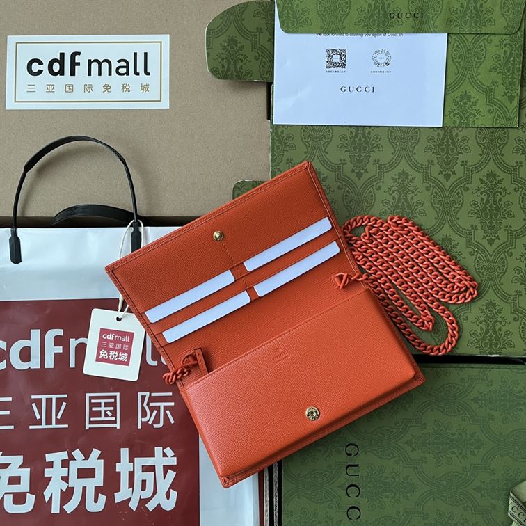 G*u*i horsebit 1955 wallet with chain orange leather - gb0143