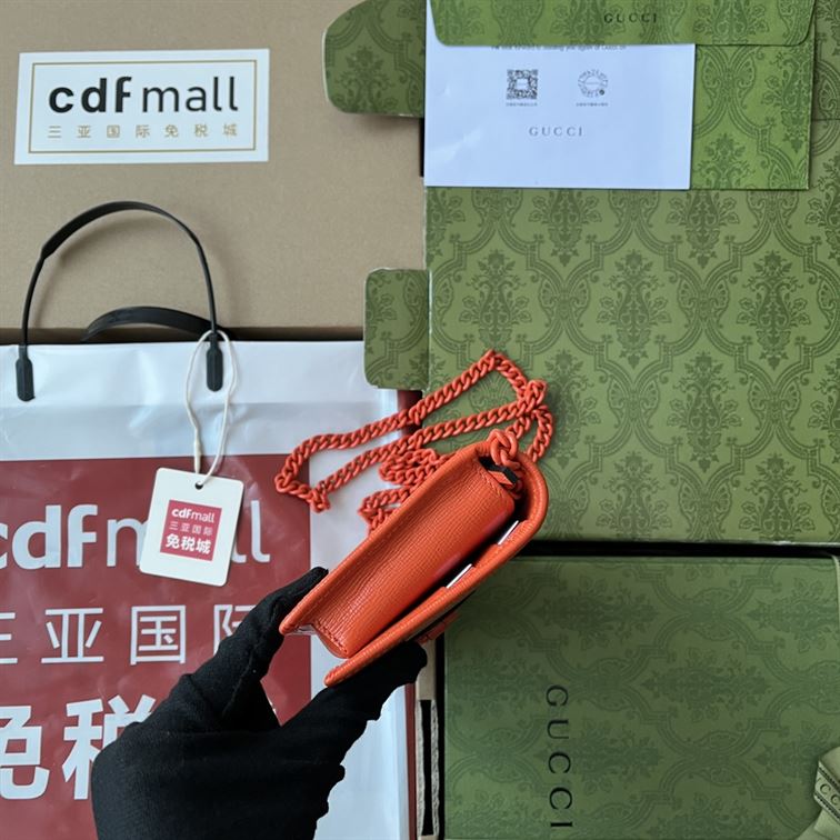 G*u*i horsebit 1955 wallet with chain orange leather - gb0143