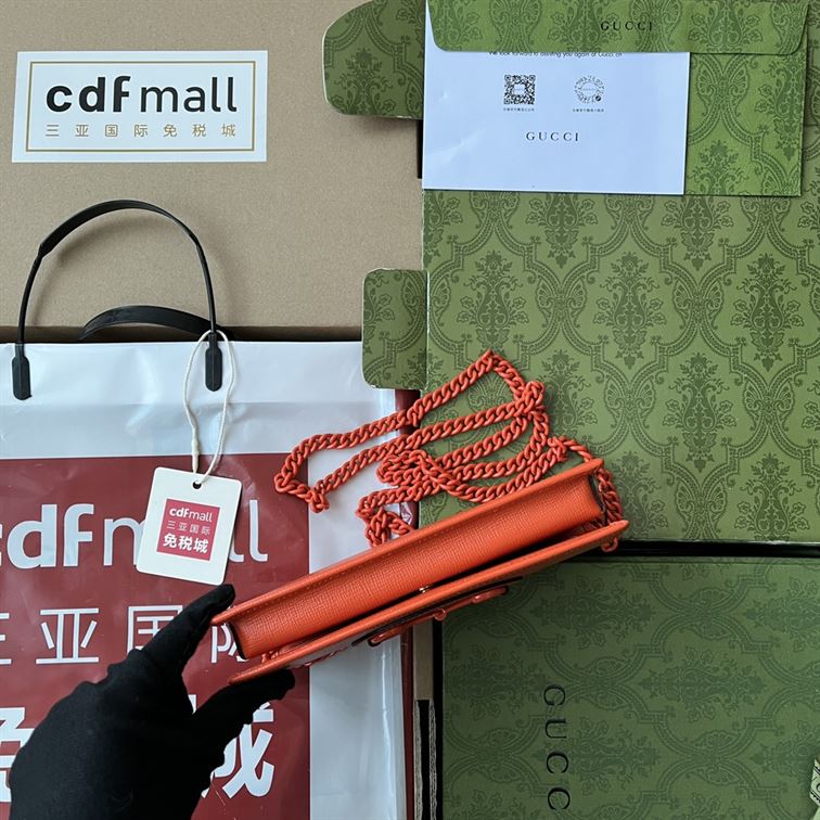 G*u*i horsebit 1955 wallet with chain orange leather - gb0143