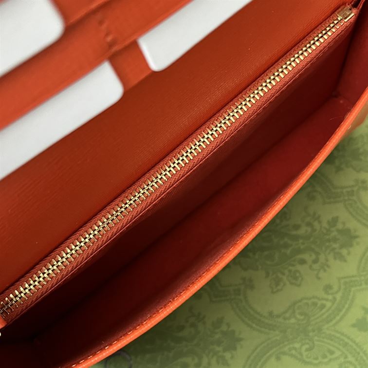 G*u*i horsebit 1955 wallet with chain orange leather - gb0143