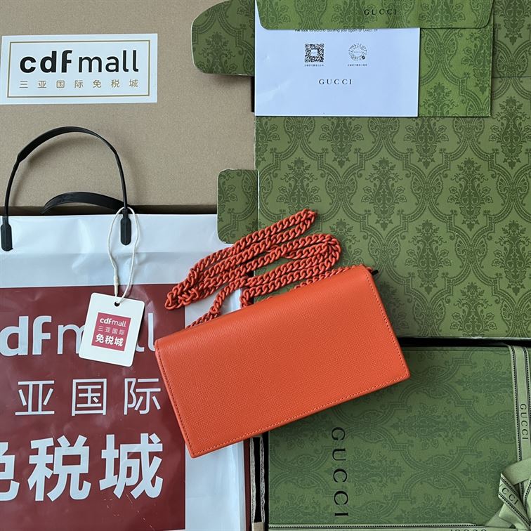 G*u*i horsebit 1955 wallet with chain orange leather - gb0143