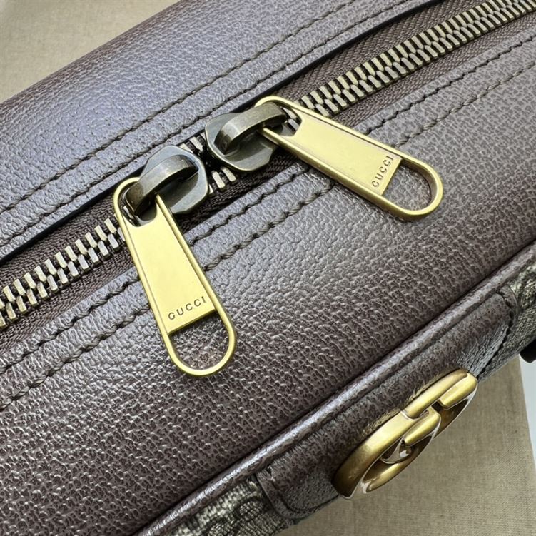 G*u*i savoy medium bowling bag beige and ebony canvas - gb129