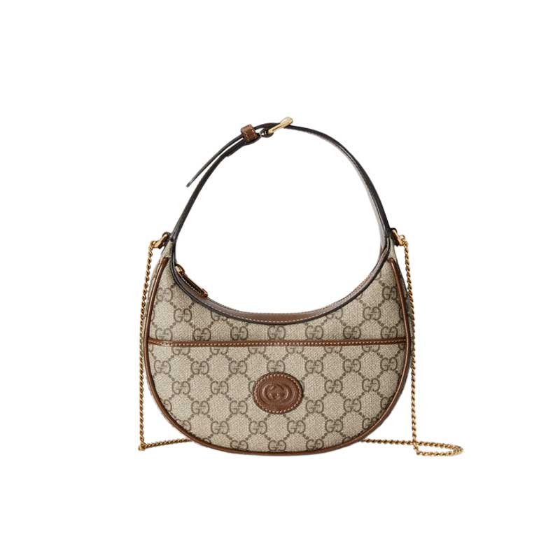 Half-moon-shaped mini bag with Interlocking G Beige and ebony  - GB116