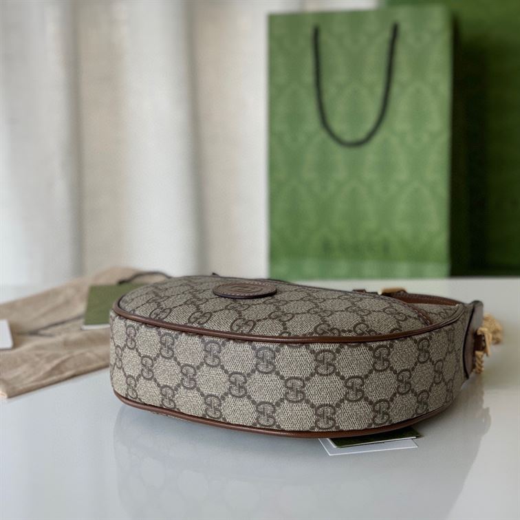 Half-moon-shaped mini bag with Interlocking G Beige and ebony  - GB116