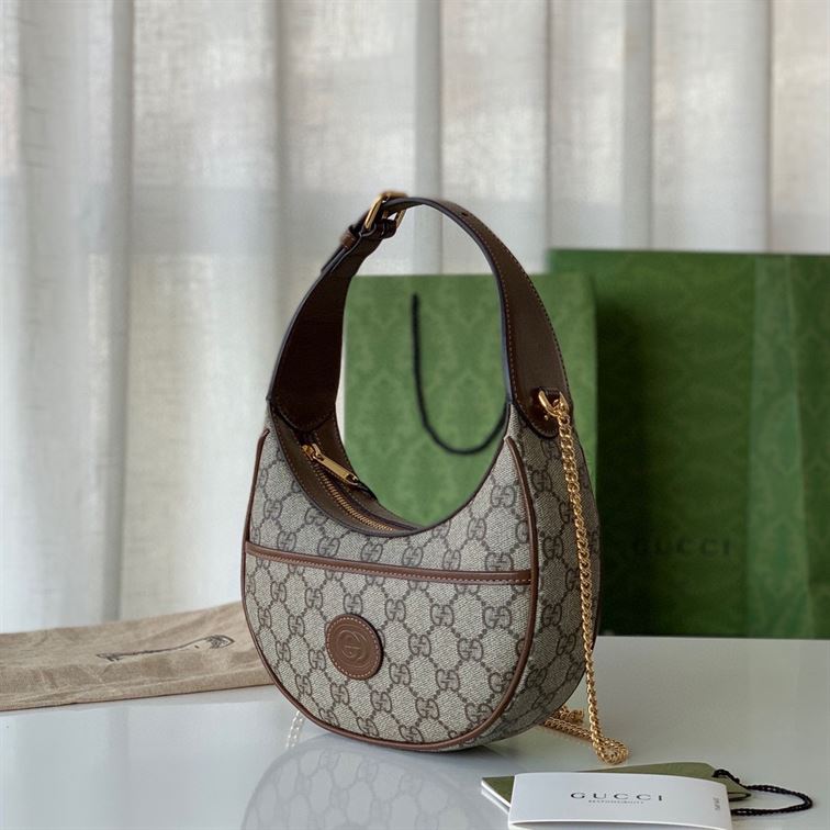 Half-moon-shaped mini bag with Interlocking G Beige and ebony  - GB116