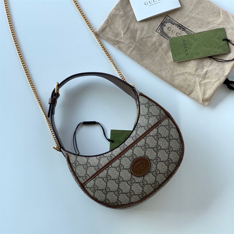 Half-moon-shaped mini bag with Interlocking G Beige and ebony  - GB116