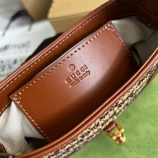 Jackie 1961 crystal GG mini shoulder bag Camel and ebony - GB121