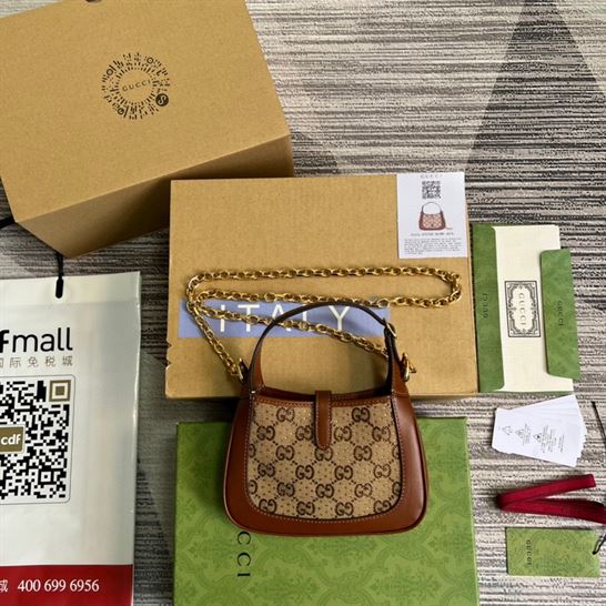 Jackie 1961 crystal GG mini shoulder bag Camel and ebony - GB121