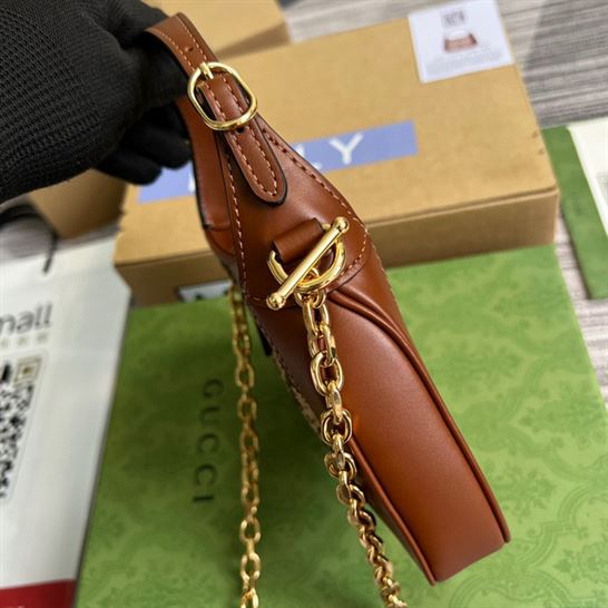 Jackie 1961 crystal GG mini shoulder bag Camel and ebony - GB121