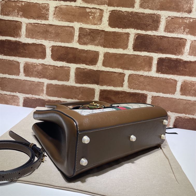 Jackie 1961 medium tote bag with brown leather trim - GB142