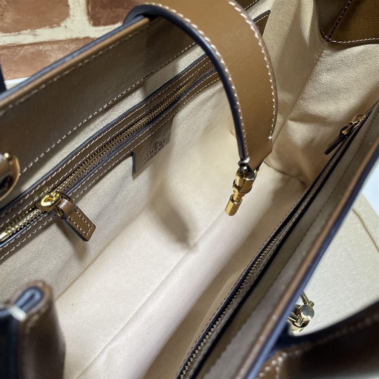 Jackie 1961 medium tote bag with brown leather trim - GB142