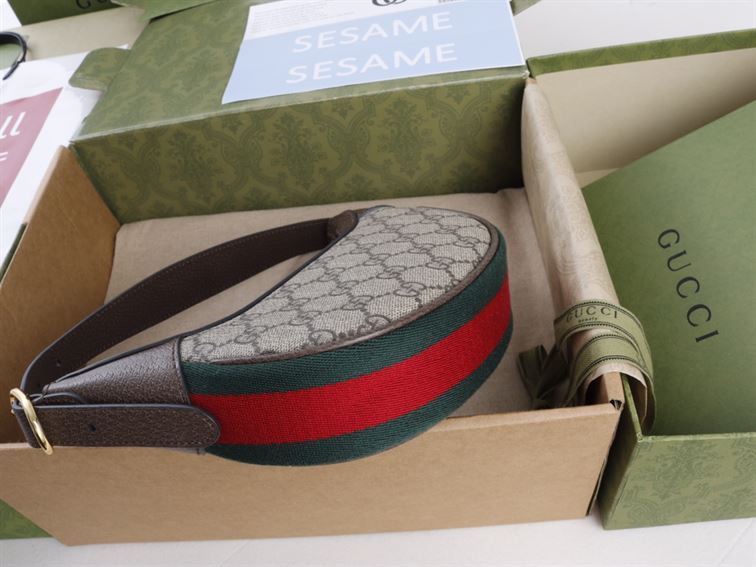 Ophidia GG mini bag with brown leather trim - GB130