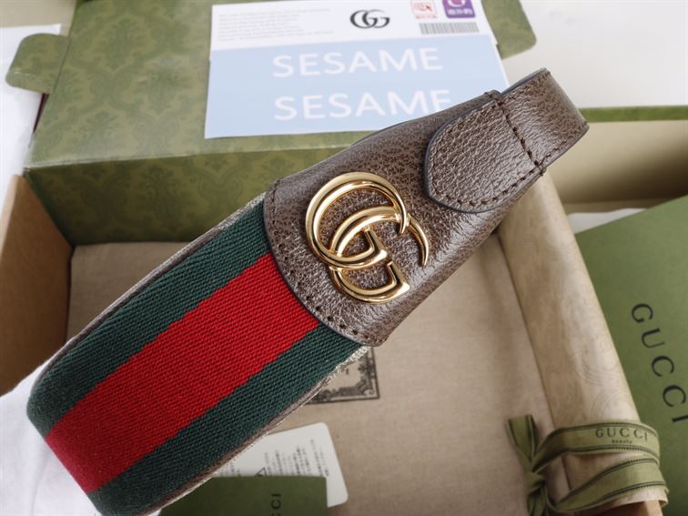 Ophidia GG mini bag with brown leather trim - GB130