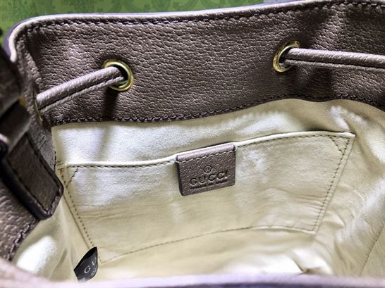 Ophidia GG small bucket bag Beige/ebony Brown leather trim - GB085