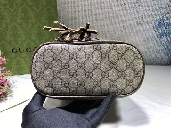 Ophidia GG small bucket bag Beige/ebony Brown leather trim - GB085