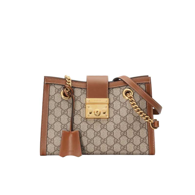 Padlock small GG shoulder bag brown leather detail - GB123