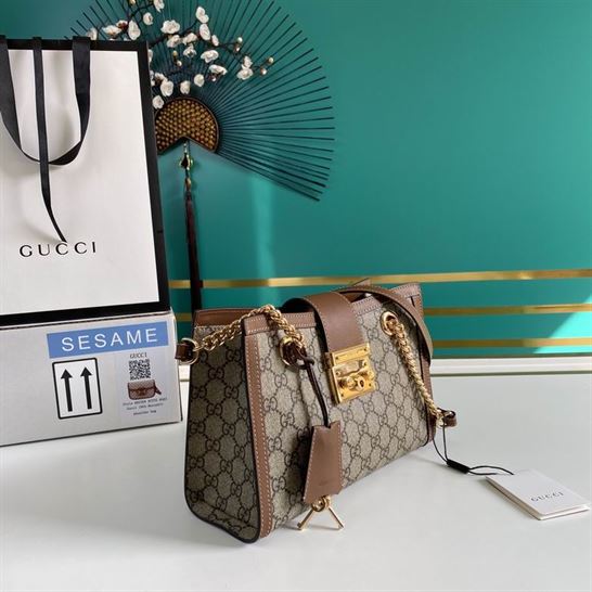 Padlock small GG shoulder bag brown leather detail - GB123