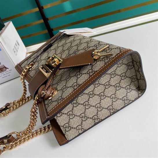 Padlock small GG shoulder bag brown leather detail - GB123