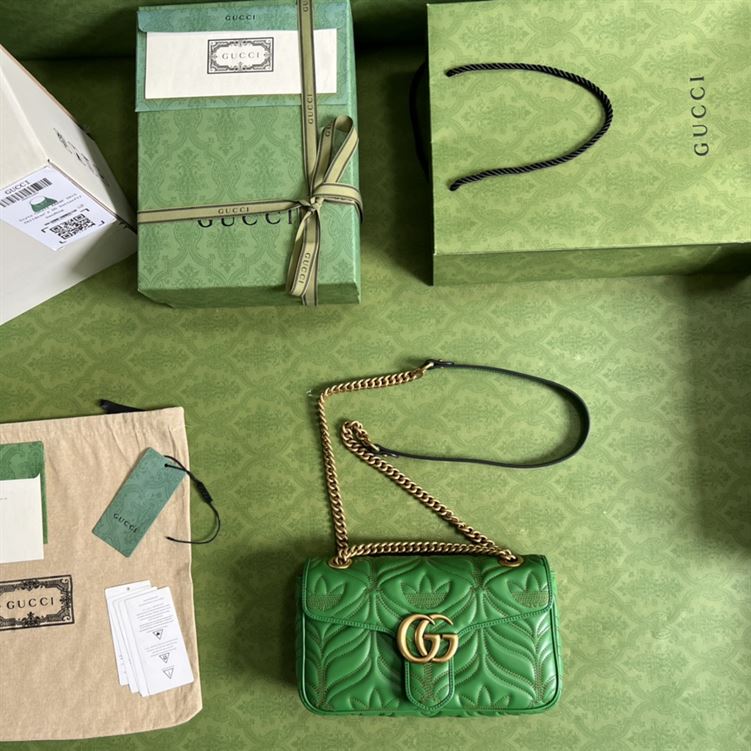 adidas x Gucci GG Marmont small shoulder bag Green and orange leather - GB094