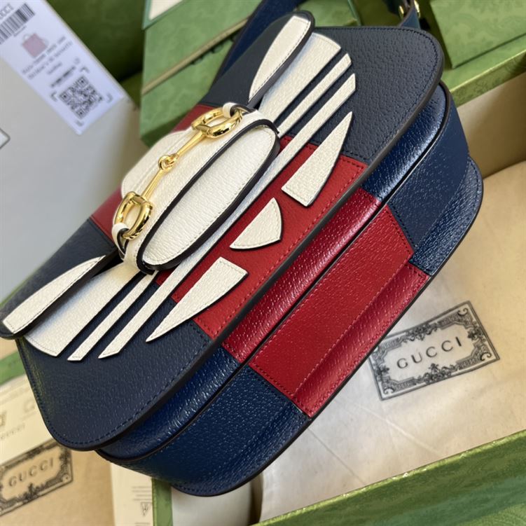 adidas x G*u*i G*u*i horsebit 1955 small bag dark blue and red leather - gb105