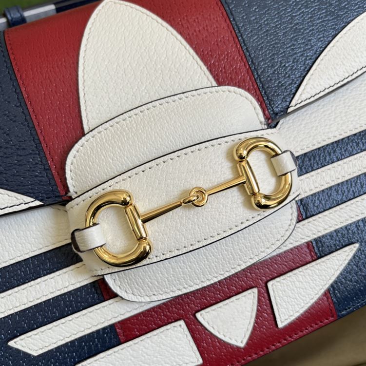 adidas x G*u*i G*u*i horsebit 1955 small bag dark blue and red leather - gb105