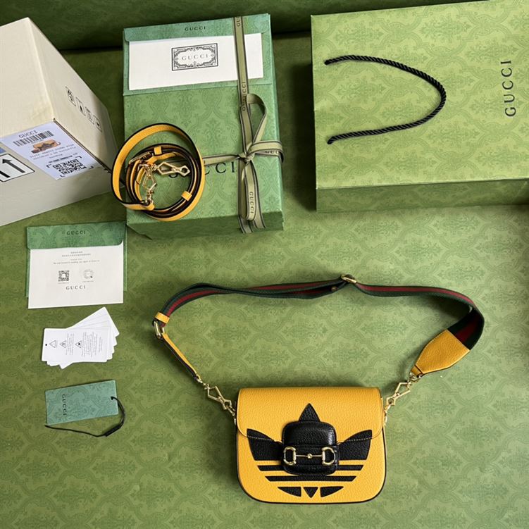 adidas x Gucci Horsebit 1955 mini bag Yellow and black leather - GB108