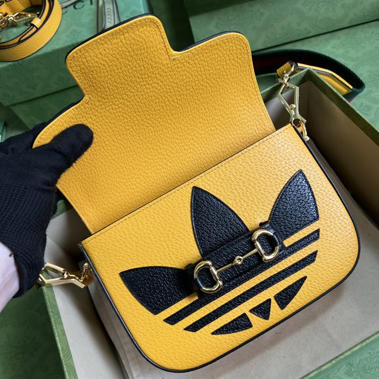adidas x Gucci Horsebit 1955 mini bag Yellow and black leather - GB108