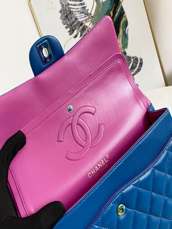 Chanel Classic Medium Blue Lambskin Rainbow Hardware - CB031